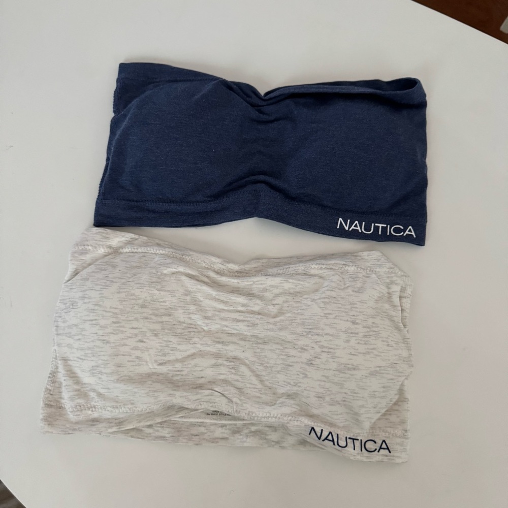 Nautica Navy and Light Gray Bandeau Set